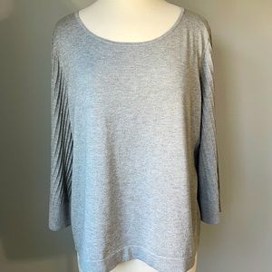 NEW TALBOTS Silver Metallic Gray 3/4 Wide Sleeve Sweater PXL